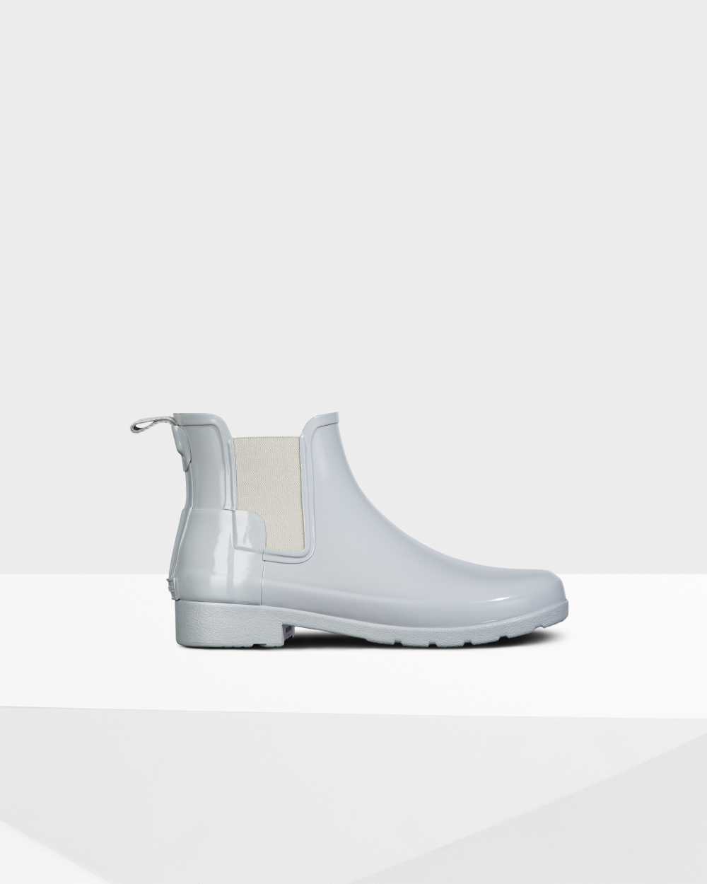 Hunter Refined Gloss Slim Fit Women's Chelsea Boots NZ-69448G Light Grey